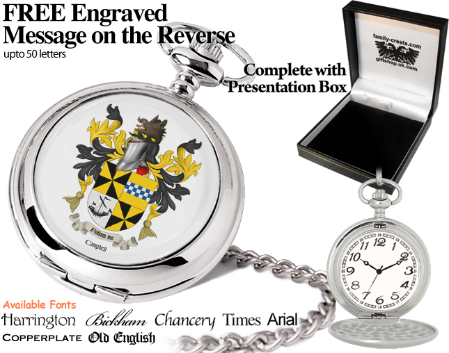 Coat of Arms Family Crest Surname Pocket Watch FREE MSG on eBay (end time 