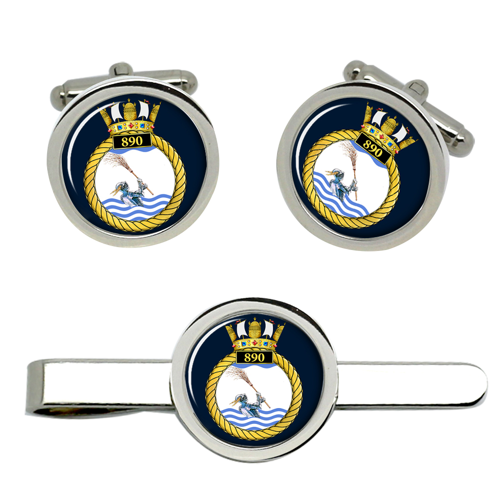 Attention brand 890 Naval Air Squadron Royal Navy Clip Tie Spasm price and Cufflinks Set